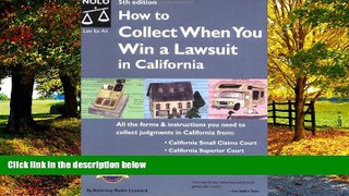 Books to Read  How to Collect When You Win a Lawsuit in California(5th Edition)  Full Ebooks Most