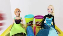 Play Doh Frozen Elsa and Anna Barbie Doll Color Change Twin Makeover Play-Doh Dress DisneyCarToys