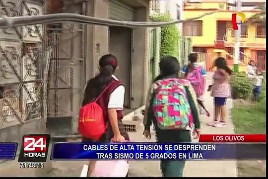 Sismo de 5 grados provocó caída de cables de alta tensión en Los Olivos