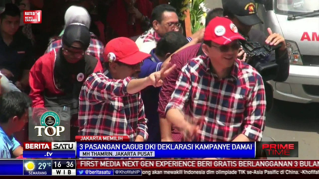 Suasana Konvoi 3 Cagub-Cawagub DKI ke Bundaran HI