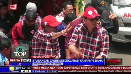 Suasana Konvoi 3 Cagub-Cawagub DKI ke Bundaran HI
