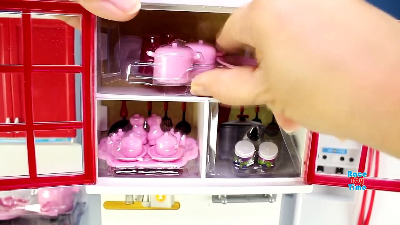 Cooking Kitchen Fridge Oven Toy Set with Barbie For Children