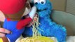 Cookie Monster Eats Spaghetti Mario Cooks for Sesame Street Cookie Monster and Eats Cookies