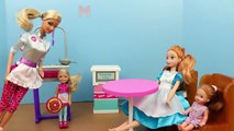 Frozen Play Doh Barbie Pancake Class Princess Anna and Kid Krista Chelsea Cooking DisneyCarToys