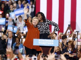 Michelle Obama Pretty  In Prints At First Joint  Rally With Hillary  Clinton