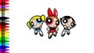Learn Color The PowerPuff Girls Bubbles Blossom Buttercup Coloring Page for Kids Children Toddlers