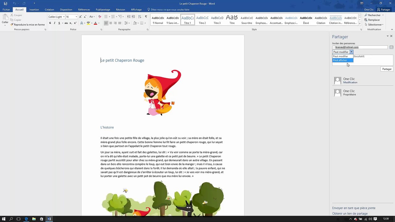 Partage et coédition simultanée dans Word 2016