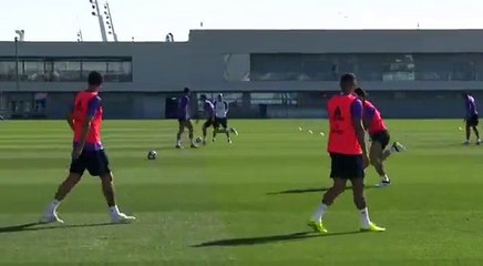 El 'puntazo' de James Rodriguez que celebró a rabiar durante entrenamiento del Real Madrid -