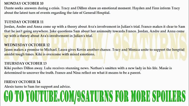 WEEK OF 10-10-16 GH SPOILERS Sam Jason Alexis Lulu Dante Carly Sonny General Hospital Promo Preview