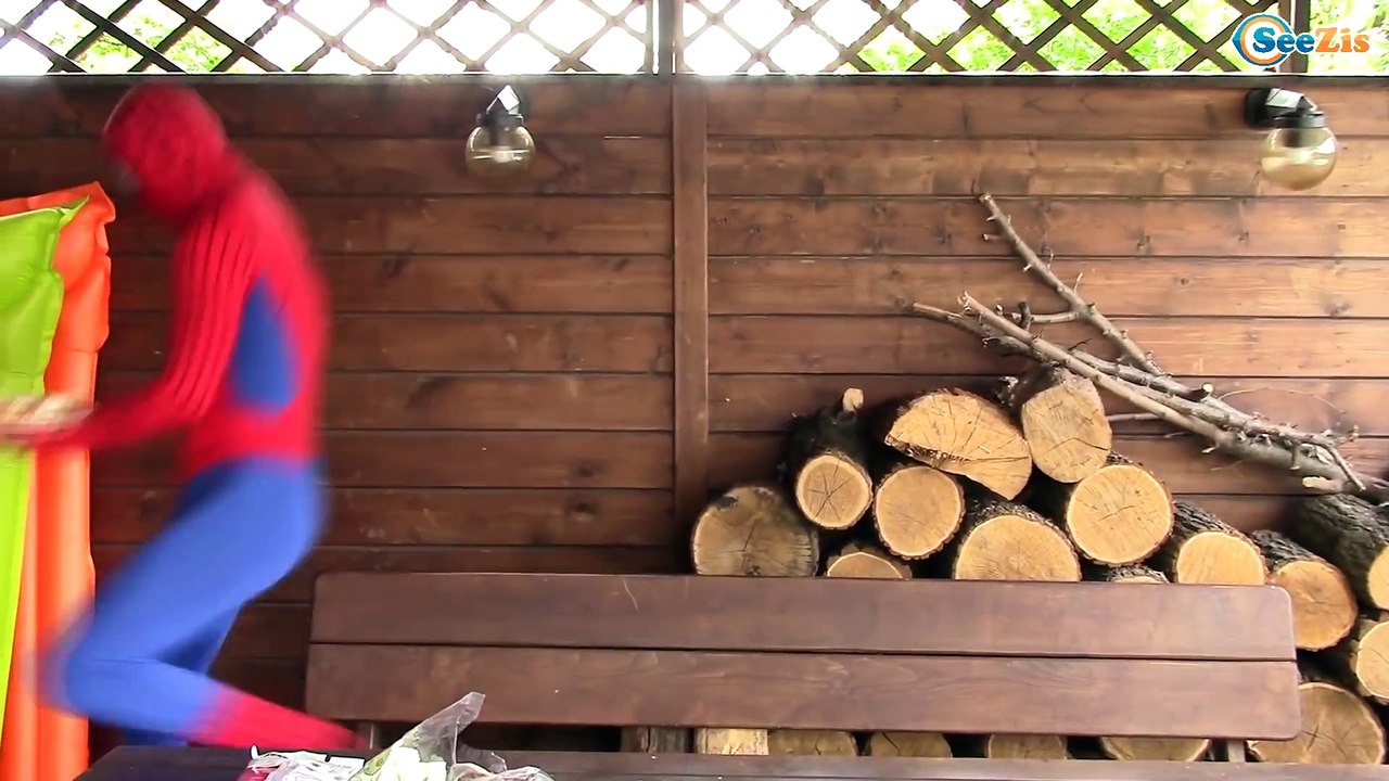 Spiderman, Frozen Elsa & BABIES! w/ Pink Spidergirl, Joker, Maleficent, Batman! Superhero Fun :)