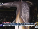 Police investigating truck set on fire in Phoenix, searching for two suspects