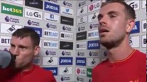 James Milner and Jordan Henderson Post Match Interview Swansea 1-2 Liverpool - leave it late