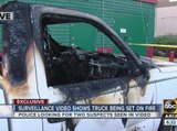 Video shows truck being set on fire