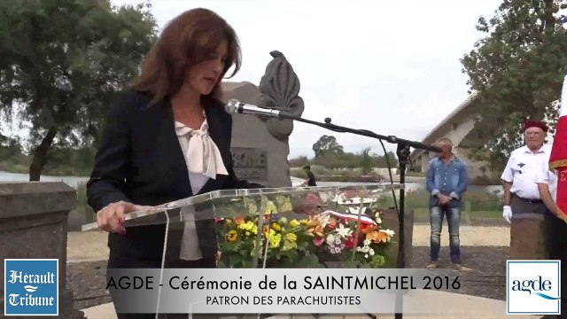 AGDE FETE DE LA SAINT MICHEL 2016 - Intervention de Géraldine D'ETTORE - Conseillère Régionale - Les parachutistes à l'honneur lors de la célébration de Saint Michel .