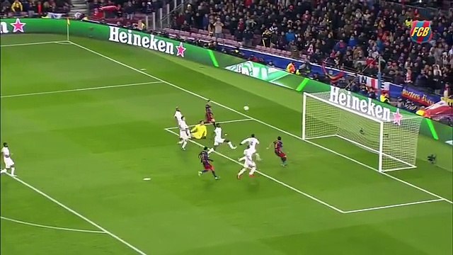 Neymar - Suarez - Messi teamwork goal. UEFA goal of the Season