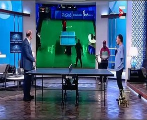 عمرو أديب يلعب تنس طاولة مع حمدتو بطل مصر للألعاب البارلمبية على الهواء