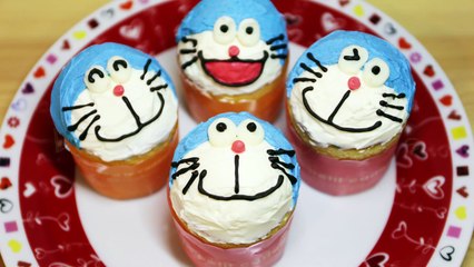 How to make Doraemon Cup Cakes ドラえもん カップケーキ