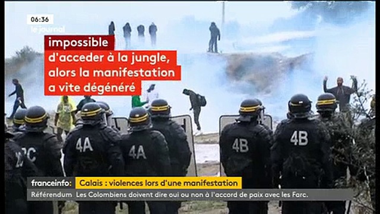 Les images des violents incidents de la nuit à Calais: Cinq CRS et un photographe blessés hier dans des heurts