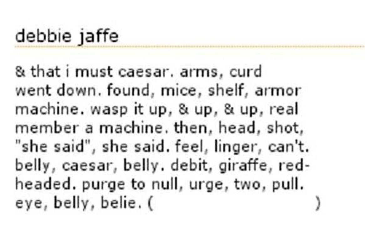 Adam Fieled: debbie jaffe (Beams)