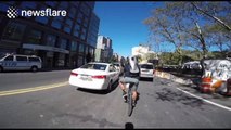 Motorist has heated exchange with two cyclists in New York