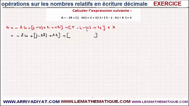 maths 5eme les nombres relatifs exercice 9