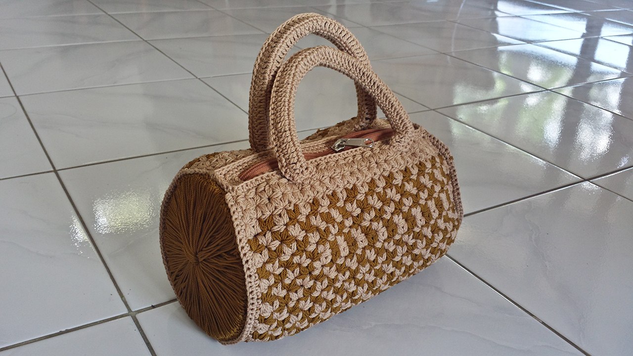 Cara Merajut Tas Tabung Motif Melati