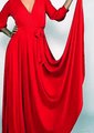 African Outfits-African Apparel-African Clothes-African Attire-VENECHIA SOLID MAXI WRAP DRESS-red