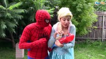 Frozen Elsa Bad Baby TRAPS SPIDERMAN! w/ Joker Pink Spidergirl Maleficent Funny Superhero Video