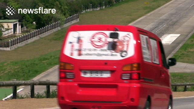 Light aircraft takes off extremely late, narrowly clearing beach