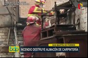 SMP: incendio afecta almacén de carpintería
