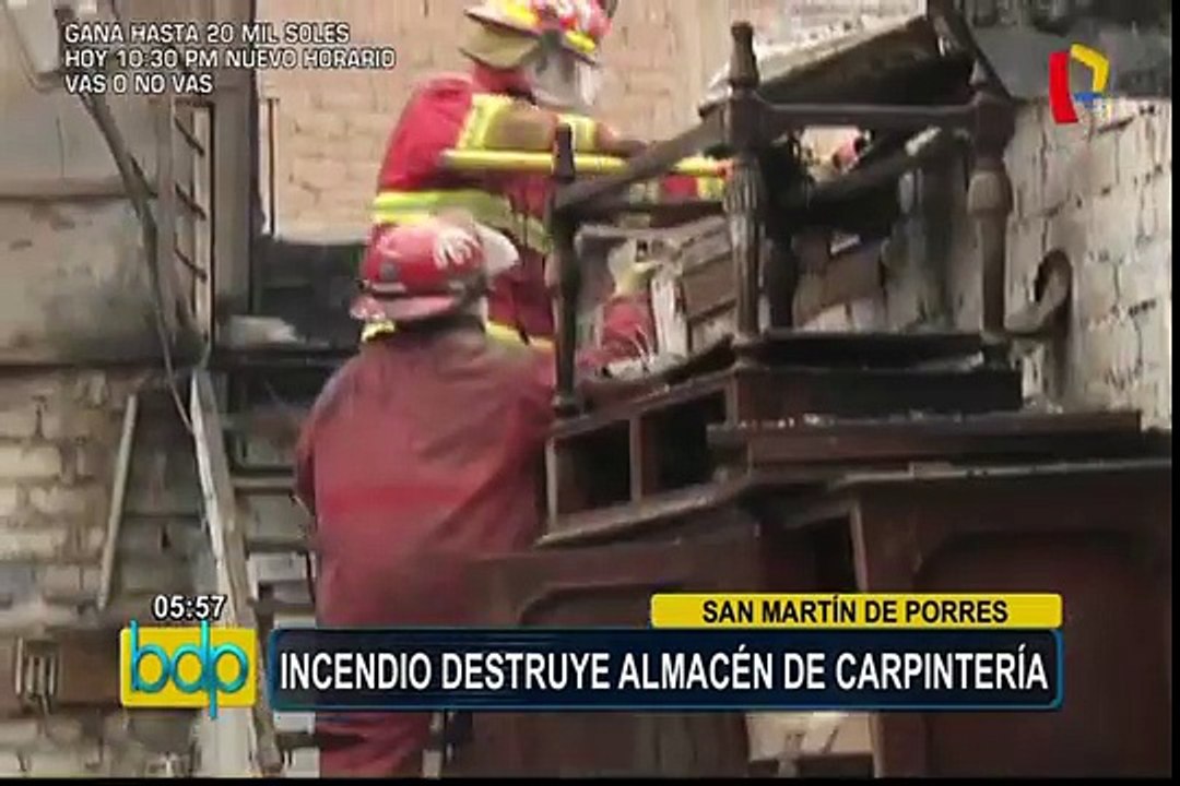 SMP: incendio afecta almacén de carpintería