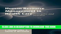 New Book Human Resource Management In Health Care: Principles And Practice