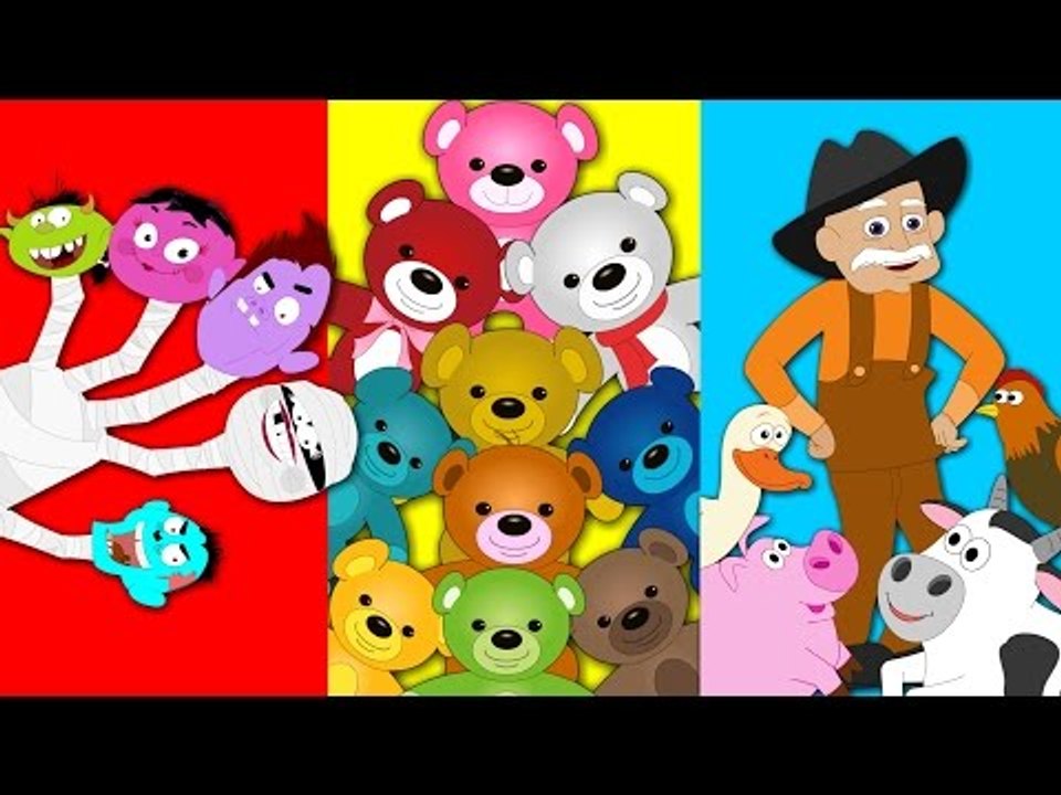Monsters Finger Family Nursery Rhymes | Ten In The Bed Rhyme | Wheels on the bus Children Songs
