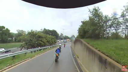 Freeway On-Ramp Wheelie Goes Terribly Wrong