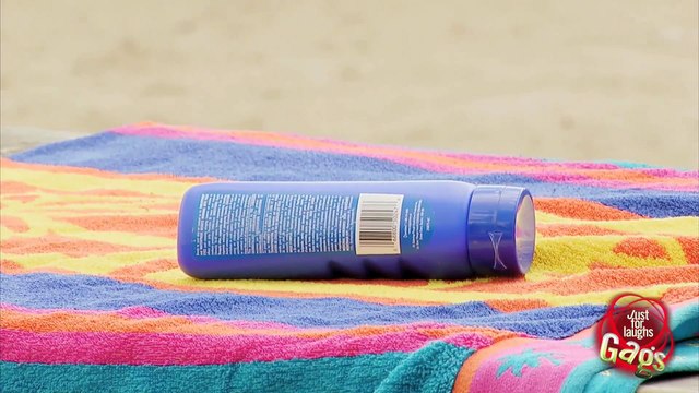 Hot Bikini Girl Disappears Under Umbrella