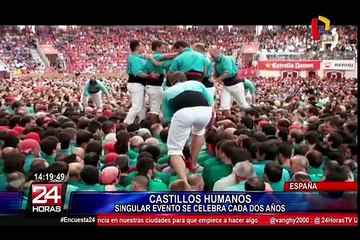 España: castillos humanos en fiesta de Tarragona