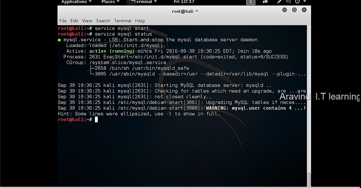 Start MySql Service On Kali Linux
