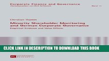 [PDF] Minority Shareholder Monitoring and German Corporate Governance: Empirical Evidence and