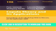 Collection Book Copula Theory and Its Applications: Proceedings of the Workshop Held in Warsaw,