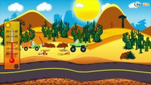 The orange Racing Car with Cars & Trucks Cartoon for Children. Racing Video - Kids Cartoons
