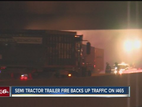 Semi carrying cookie dough catches fire, causes backup on I-465