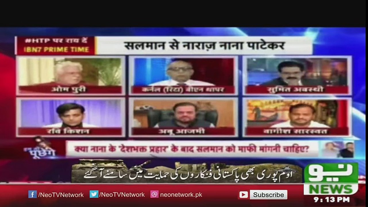 Indian Actor Om Puri is Supporting Pakistan on Indian Show