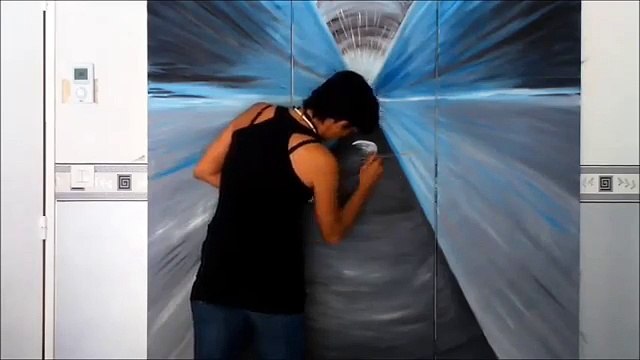 contemporaine !Tatatron ! moderne 2016 !peinture Ã l'huile sur toile en triptyque 1m50 - 1m50 _002