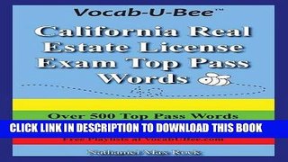 New Book Vocab-U-Bee California CA Real Estate License Exam Top Pass Words 2015