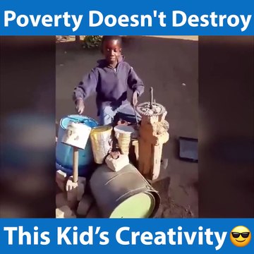 Ce gamin n'a pas d'argent mais il a du talent... Batteur de rue sur casseroles!