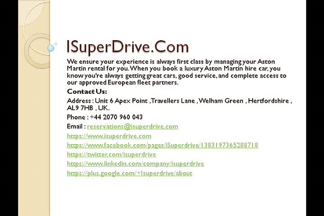 ISUPERDRIVE - Prestige Car Hire -  ISUPERDRIVE.COM