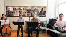 Paquito d'Rivera and his friends visiting the New York Vandoren Studio