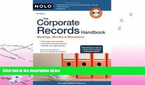 FULL ONLINE  The Corporate Records Handbook: Meetings, Minutes   Resolutions