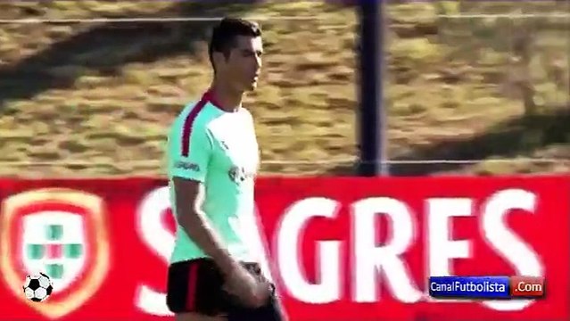 Golos de Cristiano Ronaldo no treino da seleção com uma rabona