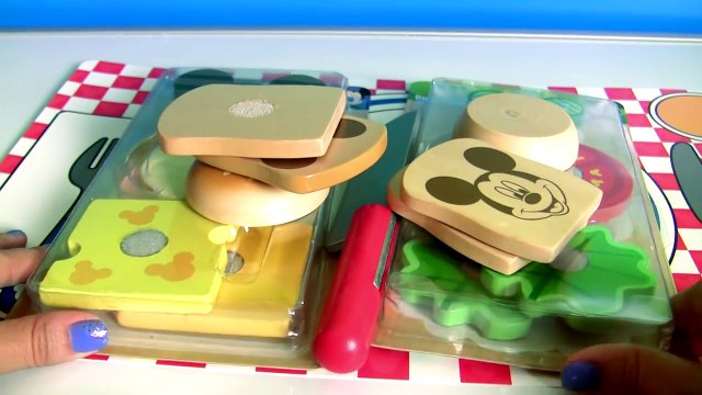 Mickey Mouse Clubhouse Wooden Sandwich Maker Make Play Doh Sandwiches & Hamburgers Disney Kids Toys